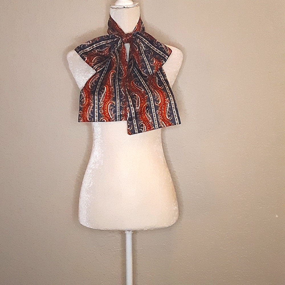 Paisley Print Red Gold Blue Scarf Tie Final Markdown